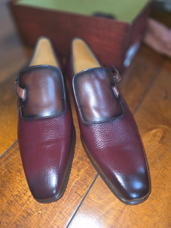 Mezlan Milani Burgundy Deerskin & Calfskin Loafers Handmade